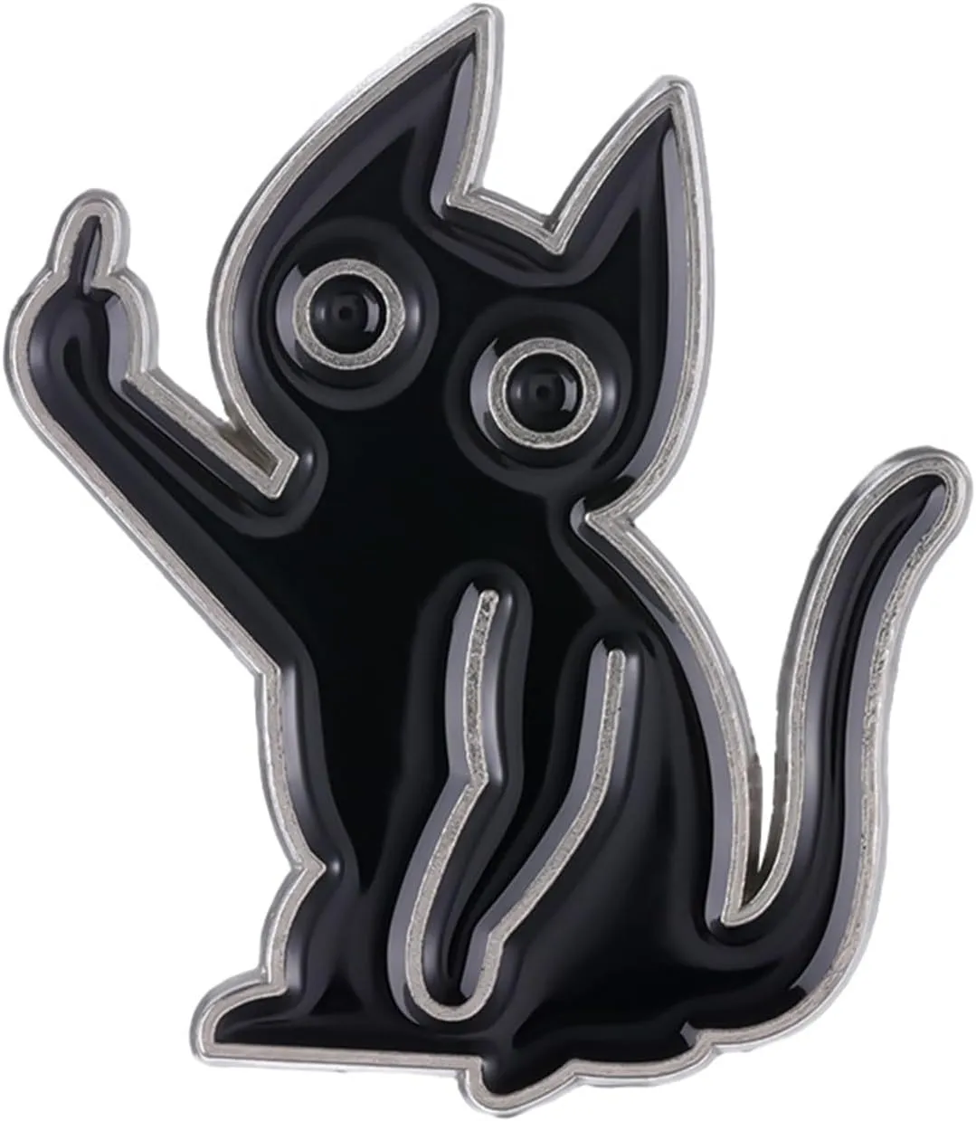 Enamel Cat Pin, Funny Cat Brooch Pin,Black Cat Pin Cool Cute Lapel Brooches Creative Humor Animal Gesture Lapel Badge for Colthes Jacket Bag Hat Backpack