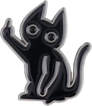 Enamel Cat Pin, Funny Cat Brooch Pin,Black Cat Pin Cool Cute Lapel Brooches Creative Humor Animal Gesture Lapel Badge for Colthes Jacket Bag Hat Backpack