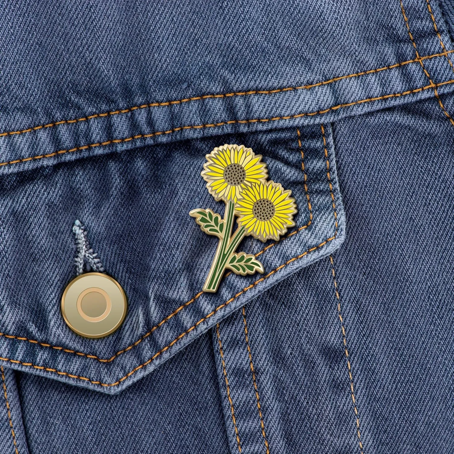 Enamel Flower Wedding Pin - Floral Brooch for Men & Women - Lapel Pin Favors