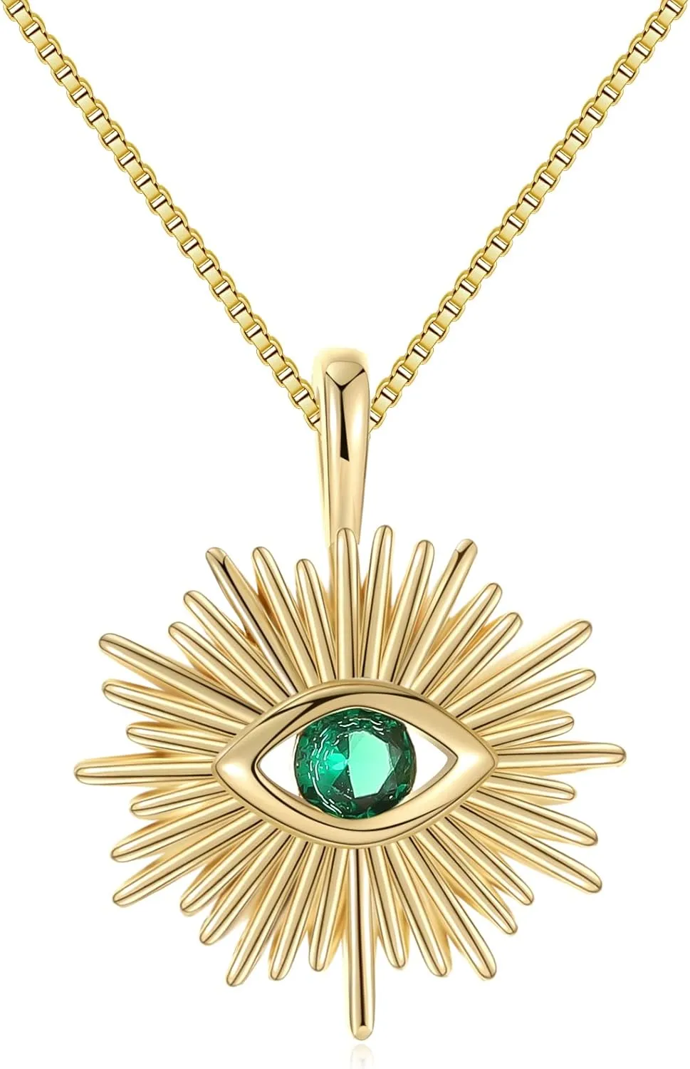 Evil Eye Necklace 18K Gold Plated Necklaces Dainty Sunflower Coin Pendant Thin Gold Chain Cute Smiley Face Beaded Choker Herringbone Necklaces for Women Girls by OXOXEYE