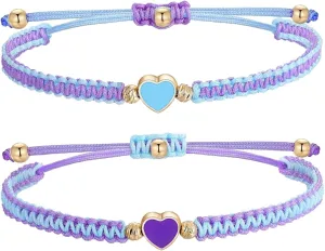 EVKILKJS 2PCS BFF Bracelets for Heart Matching Bracelets Strand Best Friends Bracelet Heart Friendship Bracelets for Best Friends Couple Family Women Men Jewelry Gifts 