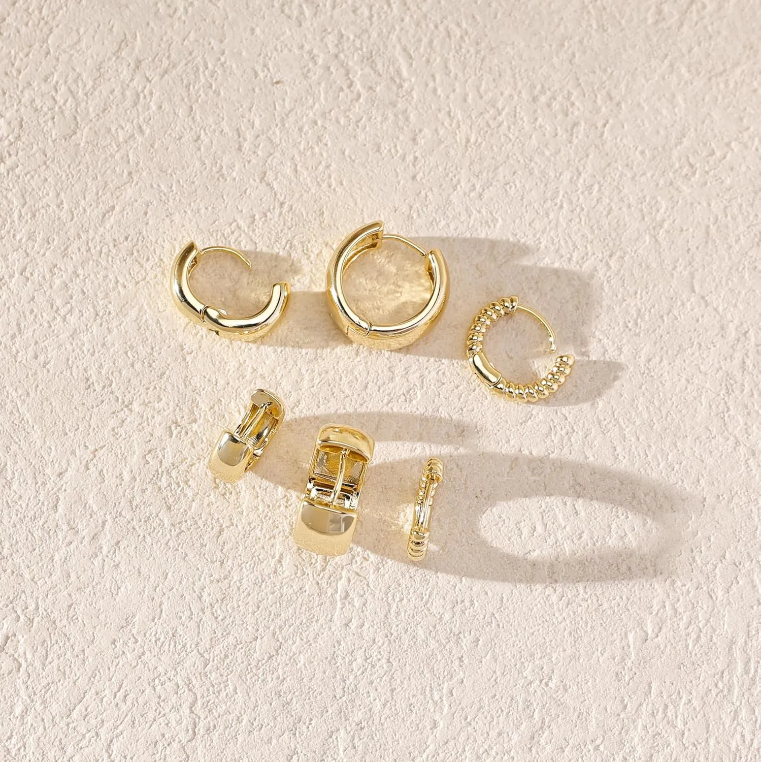 Ewrkbr 14k Gold Plated Pearl Hoop Earrings for Women - Dainty Huggie Stacks, Hypoallergenic Cute Cartilage Studs, Trendy Fashion Jewelry