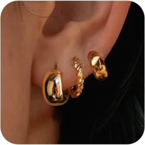 Ewrkbr 14k Gold Plated Pearl Hoop Earrings for Women - Dainty Huggie Stacks, Hypoallergenic Cute Cartilage Studs, Trendy Fashion Jewelry