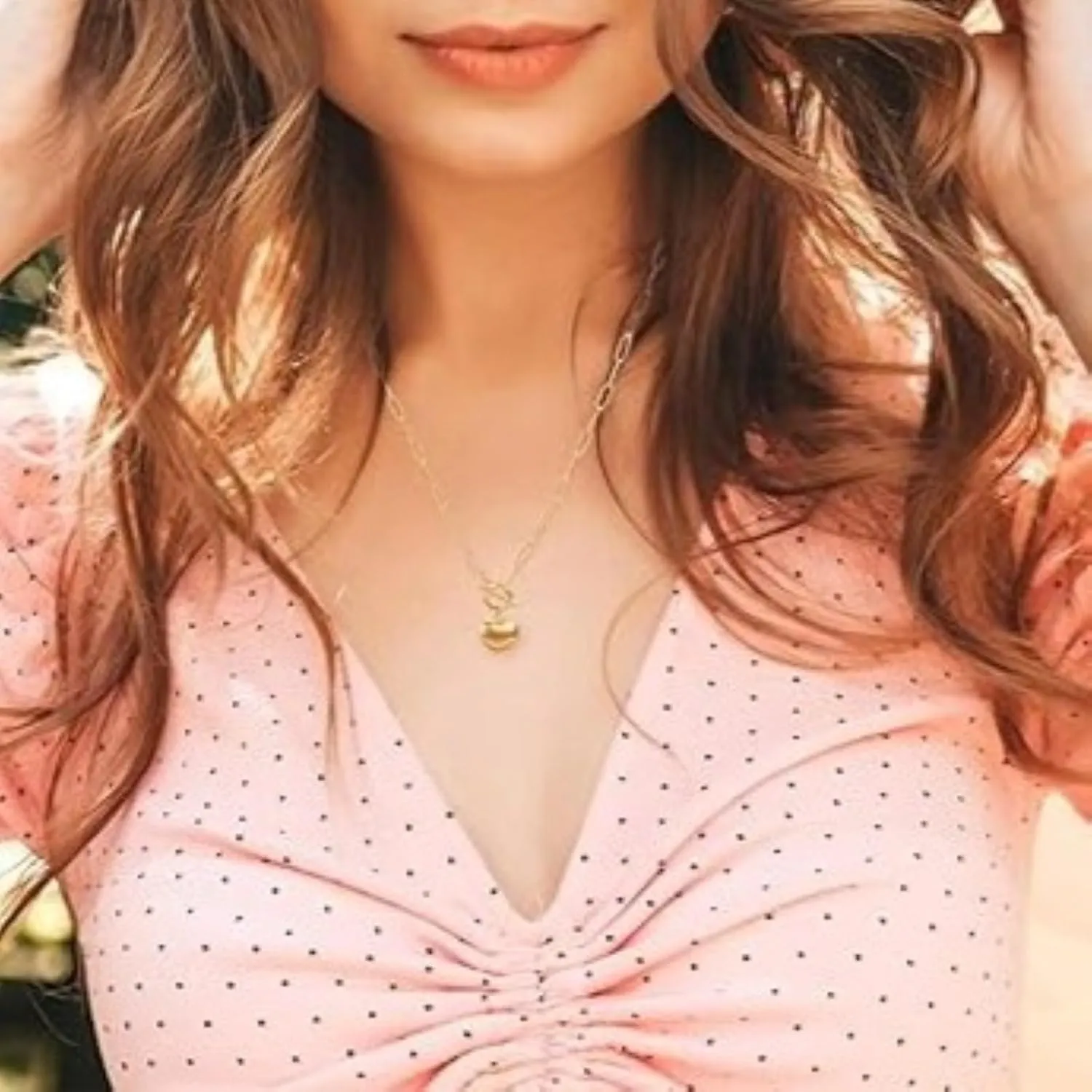 Exceptional Standard Gold Heart Necklace Puffy Heart Necklaces for Women Statement Necklace Long Layered Necklaces for Women Infinity Heart Necklace Metal Heart Pendant Choker Necklace