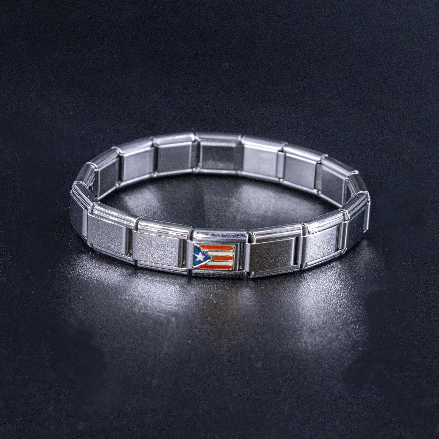 Fablinks Italian Bracelet Charms, 9mm Stainless Steel Flag Charm Link Jewelry for Women, Ethnic Pride Country Flags Enamel Links for Men