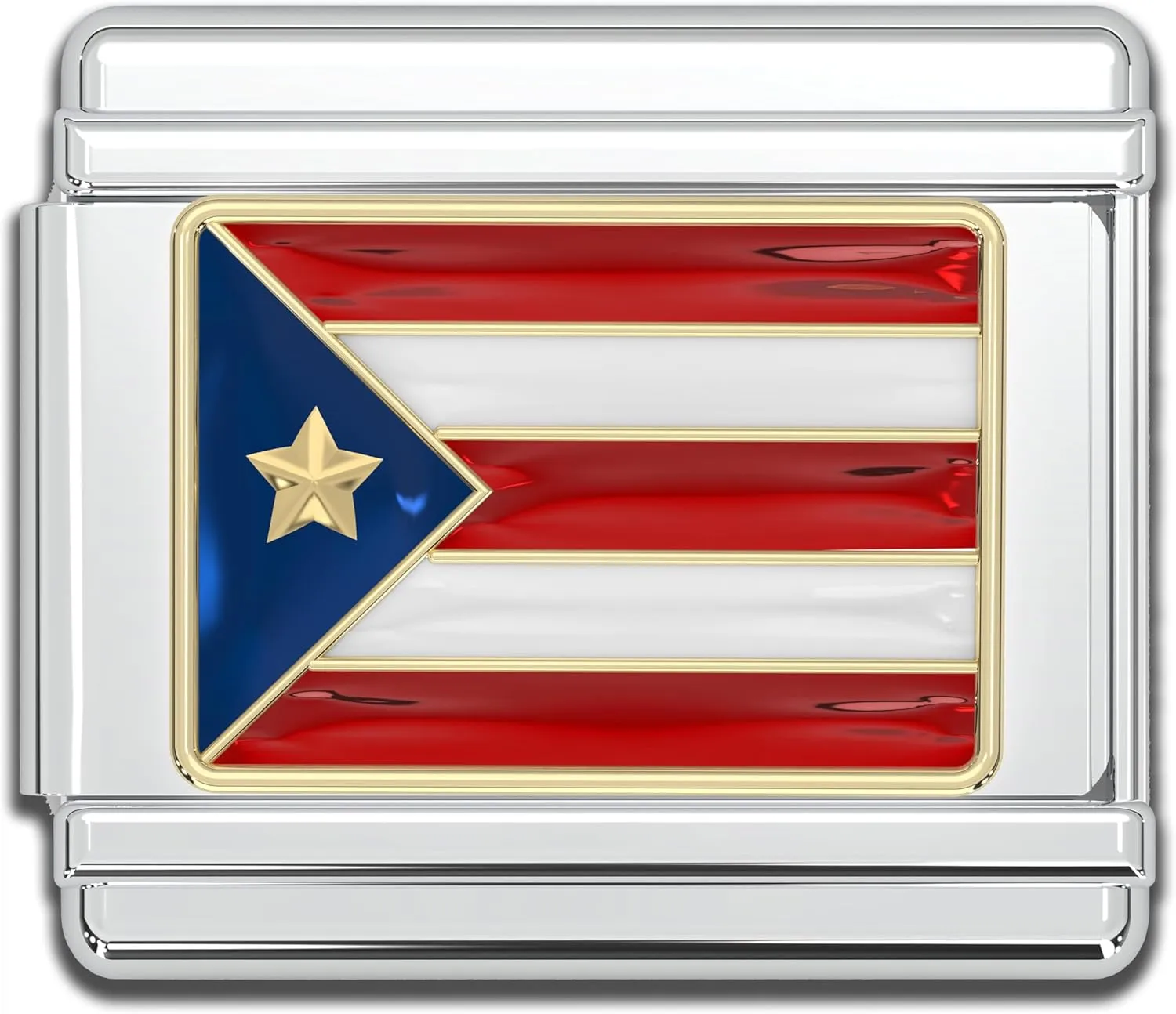 Fablinks Italian Bracelet Charms, 9mm Stainless Steel Flag Charm Link Jewelry for Women, Ethnic Pride Country Flags Enamel Links for Men