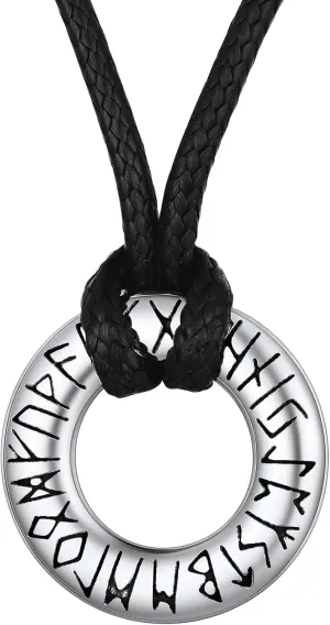 FaithHeart Norse Viking Rune Necklace with Adjustable Braided Leather/Stainless Steel Rope Chains for Men Women, Vintage Amulet Jewelry Gift with Delicate Box