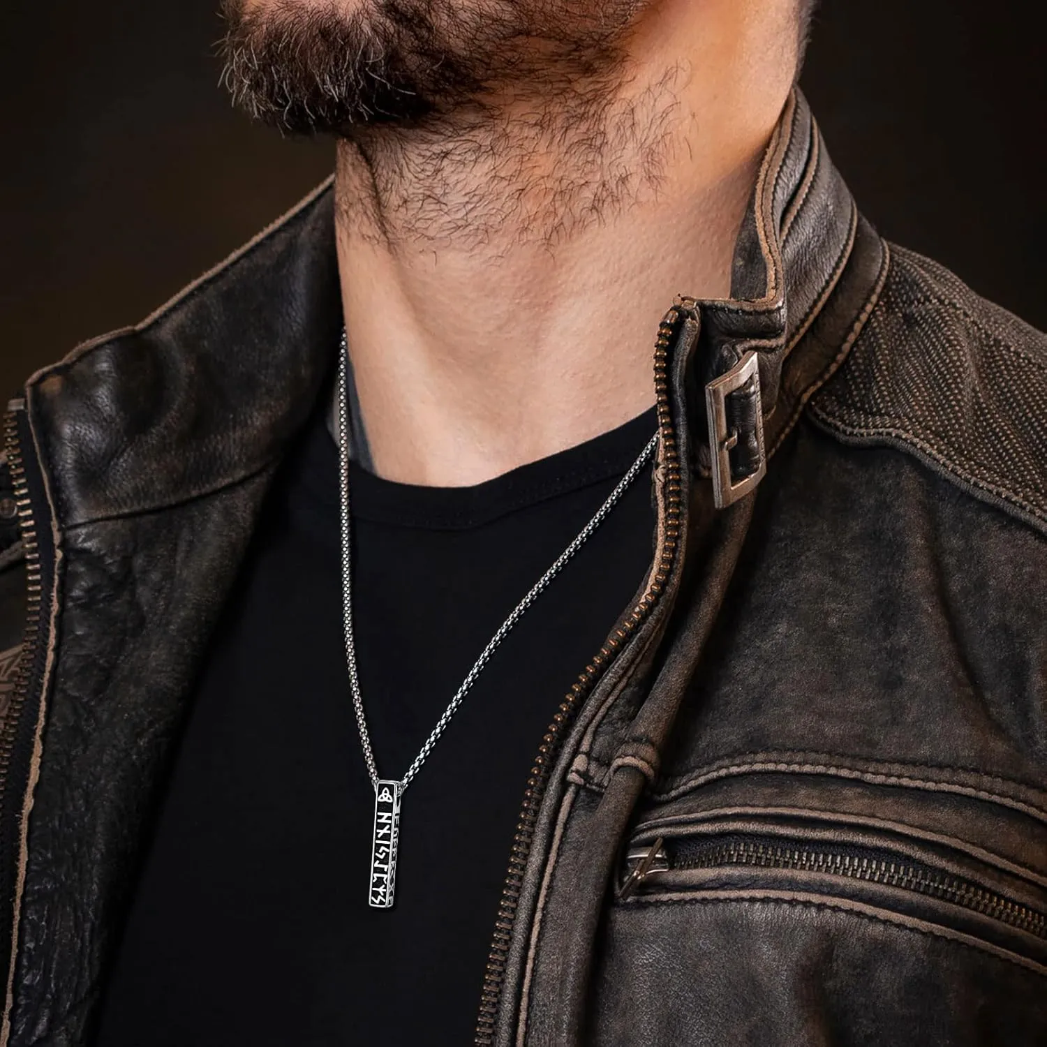 FaithHeart Norse Viking Rune Necklace with Adjustable Braided Leather/Stainless Steel Rope Chains for Men Women, Vintage Amulet Jewelry Gift with Delicate Box