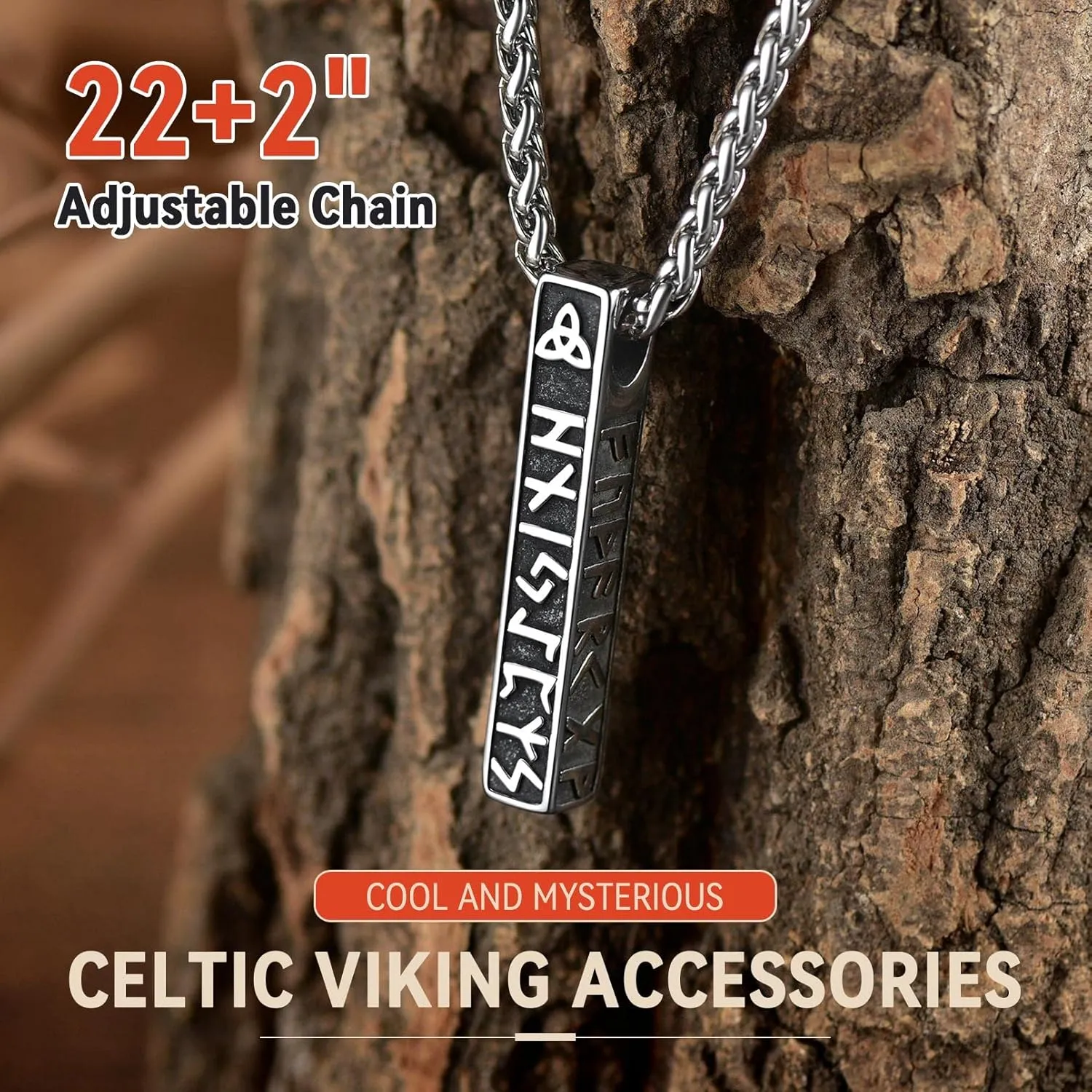 FaithHeart Norse Viking Rune Necklace with Adjustable Braided Leather/Stainless Steel Rope Chains for Men Women, Vintage Amulet Jewelry Gift with Delicate Box