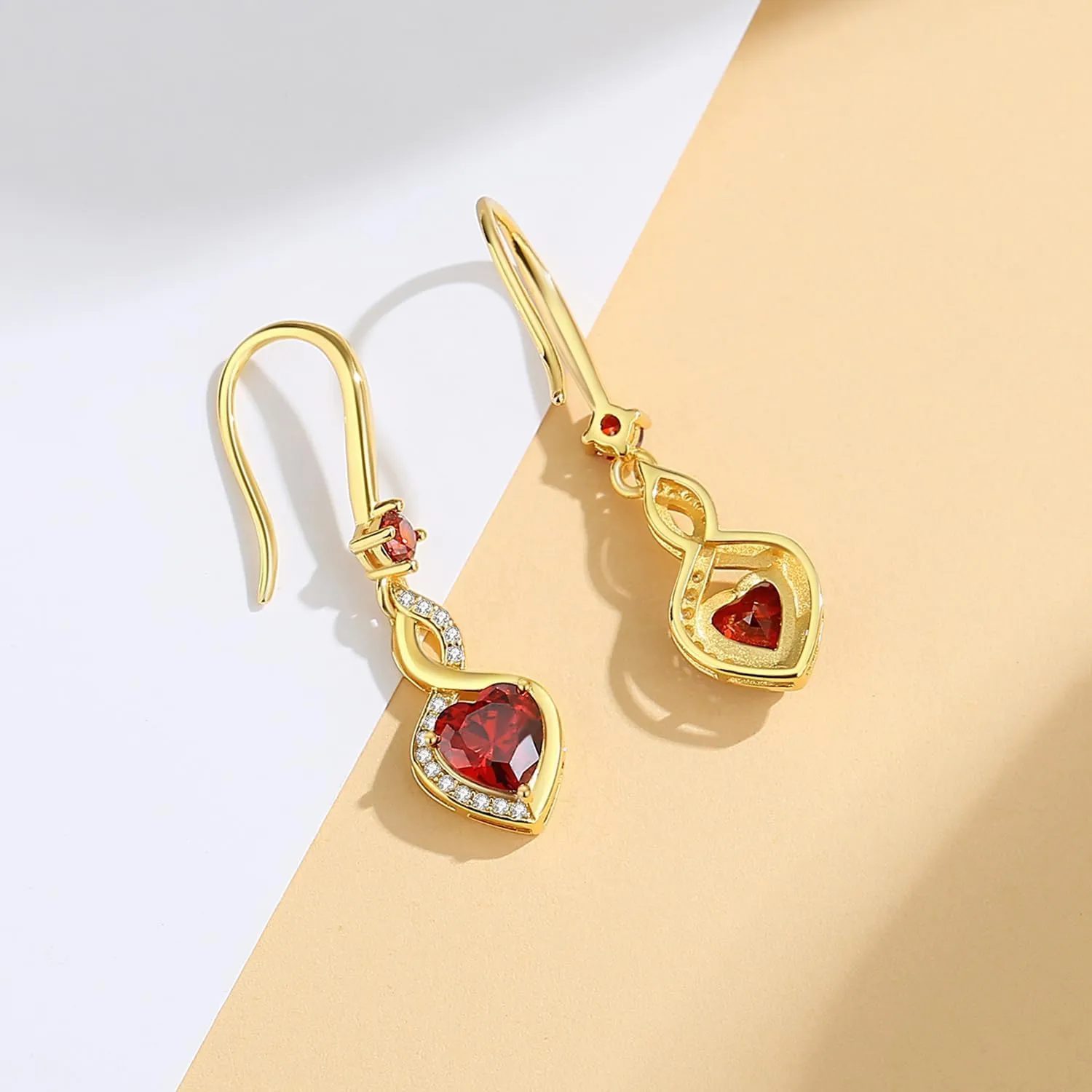 FANCIME Heart Infinity Dangle Drop Earrings 925 Sterling Silver Heart Gemstone Birthstone Earring Fine Jewelry Birthday Gifts for Women