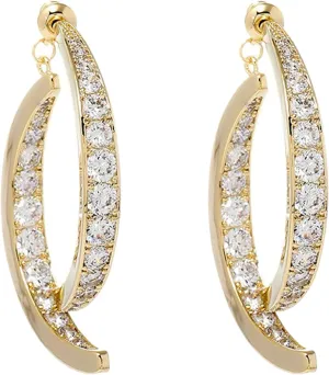 Fashion Cross Curved Earrings for Women,Crescent Moon Earrings Dangle Zircon Curved Stick Front Back Linear Drop Earrings Cross Curved Ear Cuff Earrings for Women(Gold)