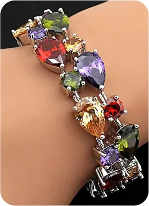 Fashion Gemstone Silver Bracelets, Silver Jewelry for Women Bracelet, Amethyst Garnet Morganite Peridot Women Jewelry Bracelets