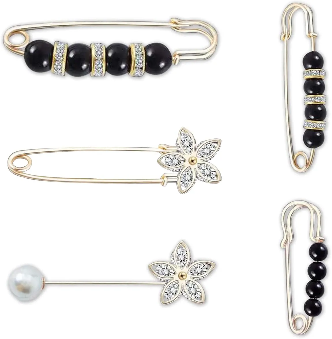 Fashion Pearl Brooch, Sweater Shawl Pearl Pin, Elegant and Fashionable, Enhance your Temperament, Suitable for a Variety of Occasions to Wear (Black)