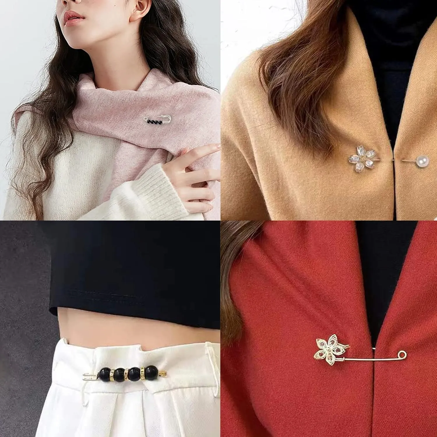 Fashion Pearl Brooch, Sweater Shawl Pearl Pin, Elegant and Fashionable, Enhance your Temperament, Suitable for a Variety of Occasions to Wear (Black)