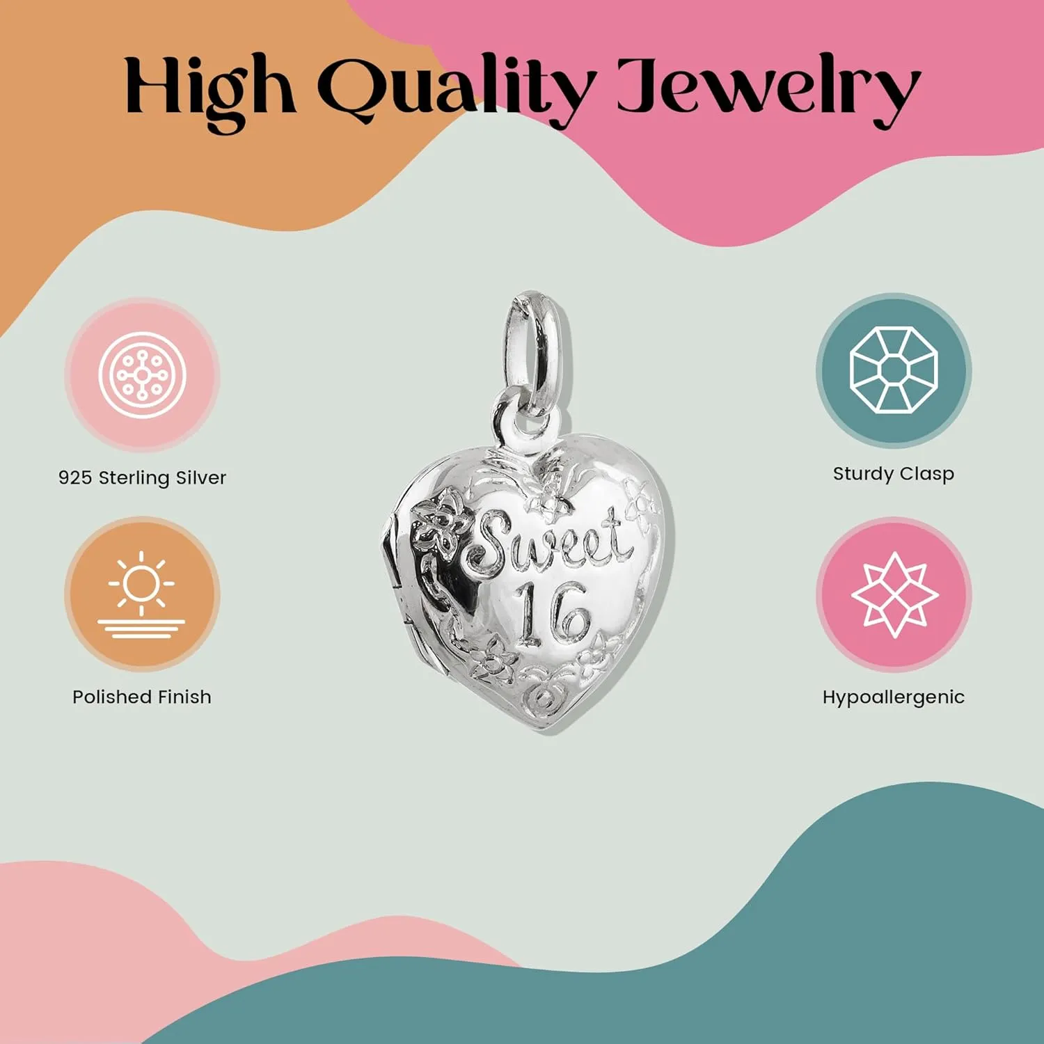 FashionJunkie4Life Sterling Silver Locket Necklaces for Women, 18" Cable Chain