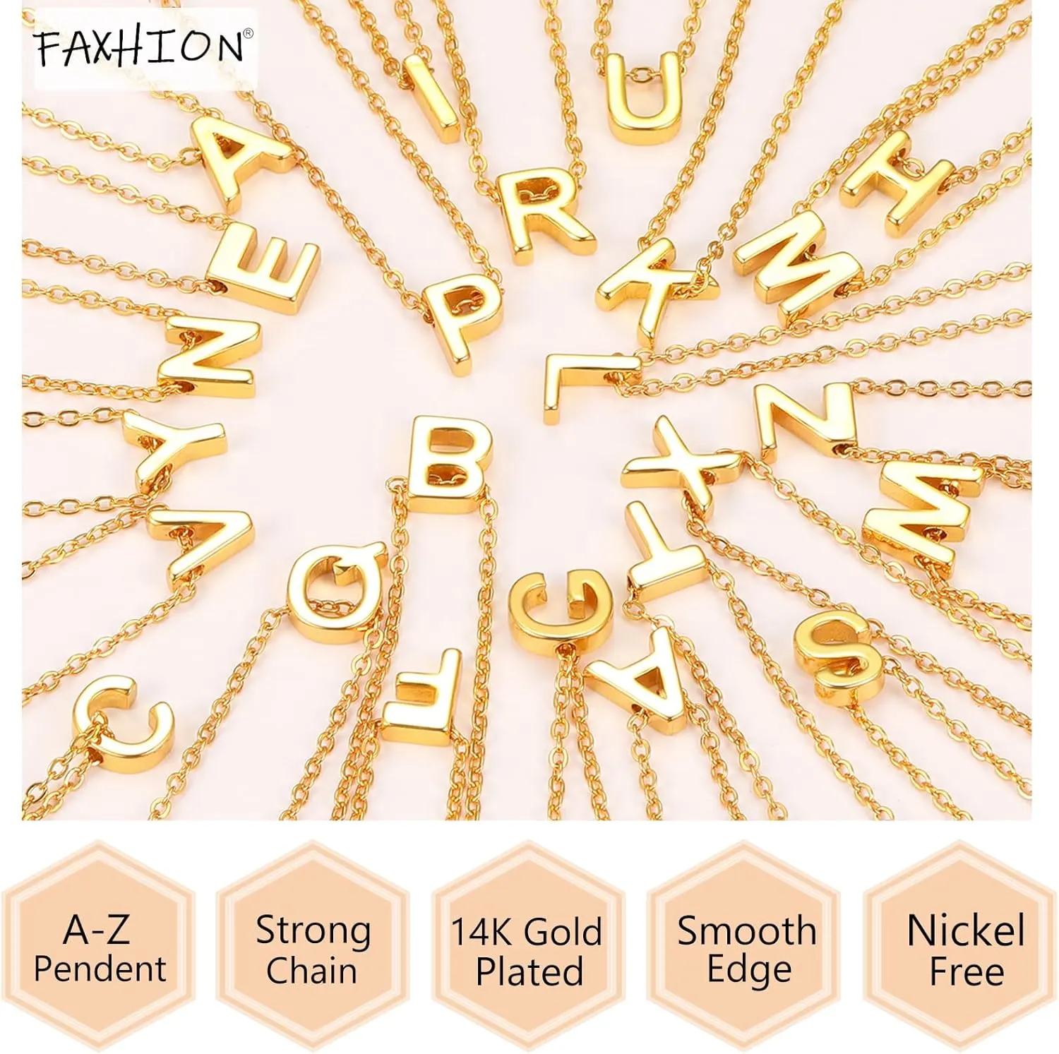FAXHION Gold Initial Necklaces for Women, 3 Pcs 14K Gold Plated Letter Heart Pendant Necklaces, Dainty Gold Letter Necklace Set Layering Choker Necklace for Gift