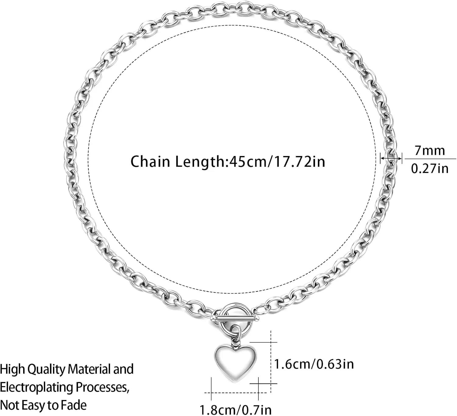 FEEL STYLE Chunky Gold Necklace for Women - 18K Gold Plated Heart Lock Charm Necklace - Cuban Chain Link U Shaped Bamboo Paperclip Choker Necklace - Statement Jewelry Gifts for Women
