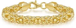 FEGER 14K Gold Byzantine Link Chain Bracelet for Women and Men Stackable Gold Bracelets Gift (6.5''-8.5'')
