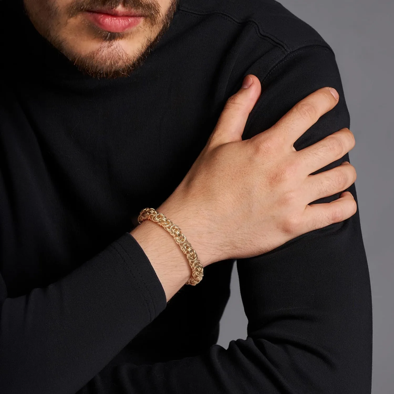 FEGER 14K Gold Byzantine Link Chain Bracelet for Women and Men Stackable Gold Bracelets Gift (6.5''-8.5'')