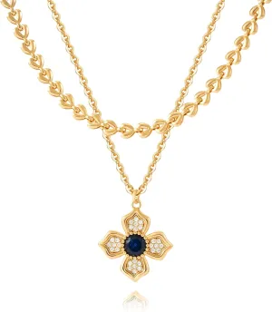 Fettero Layered Gold Necklaces for Women Dainty Necklace 14K Gold Plated Layered Necklaces Trendy Charm Floral Clover Pendant Necklace Stack Neckalce Jewelry Set for Engagement Birthday