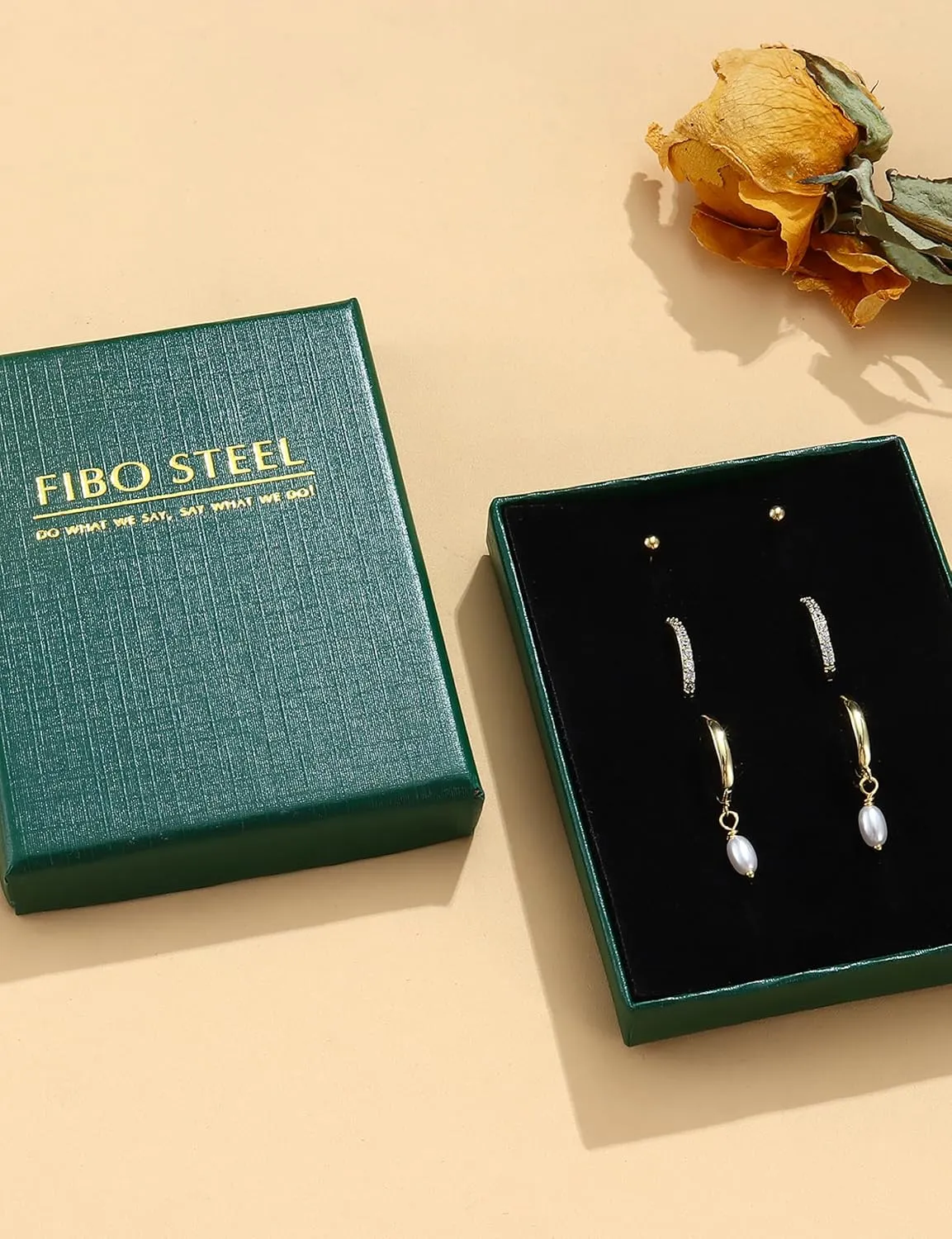 FIBO STEEL 14K Gold Earrings for Women - 925 Sterling Silver Hypoallergenic Earrings Set for Multiple Piercing - Cartilage Dainty Small Huggie Hoop Stud Earring Stacks for Sensitive Ears
