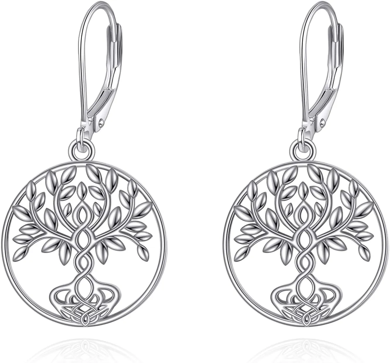 Filigree Earrings 925 Sterling Silver Tree of Life/Heart Leverback Dangle Dangling Earrings Jewelry Gift for Women