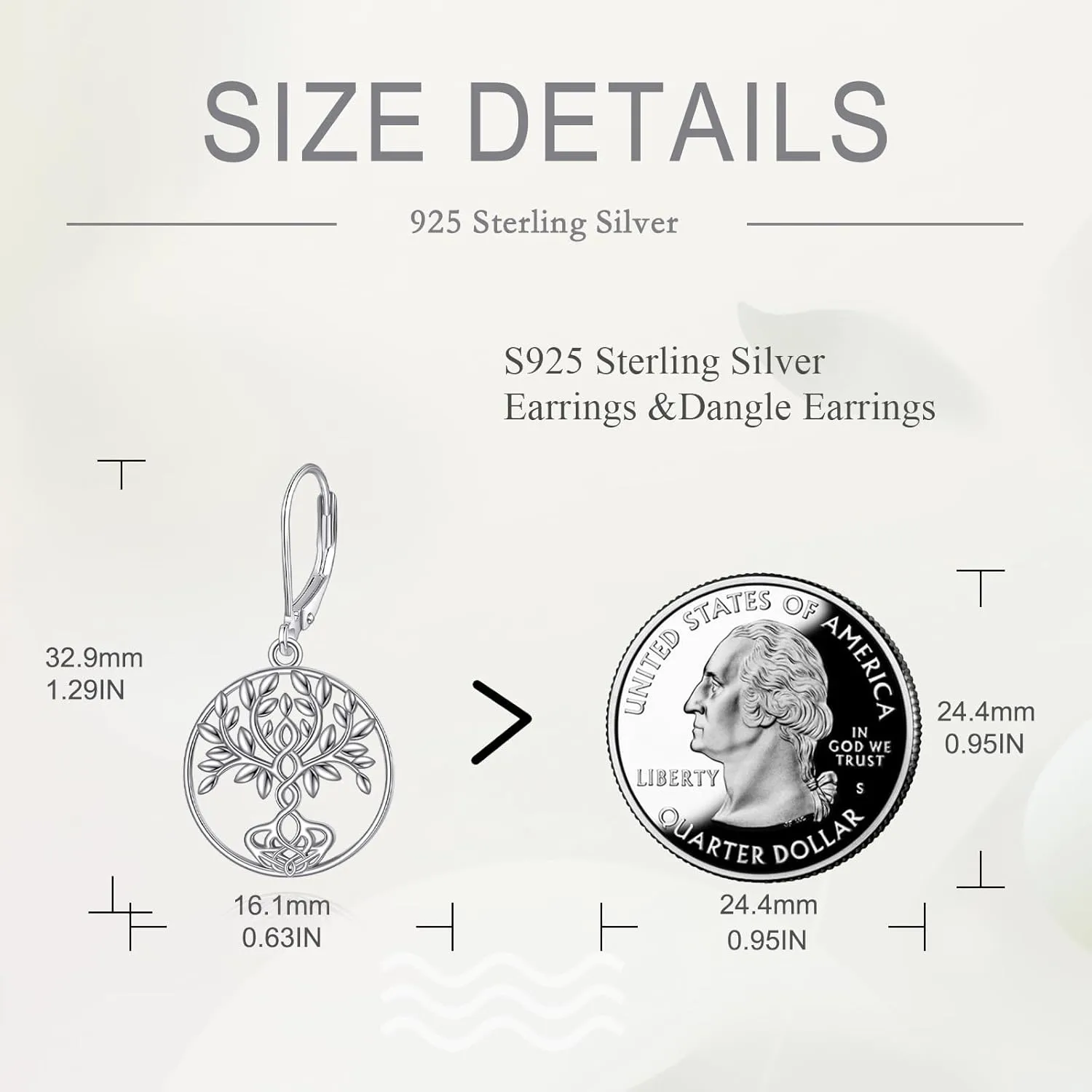 Filigree Earrings 925 Sterling Silver Tree of Life/Heart Leverback Dangle Dangling Earrings Jewelry Gift for Women
