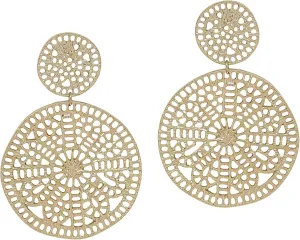 Filigree Geometric Gold Drop Earrings, Dangle, Gift for Her