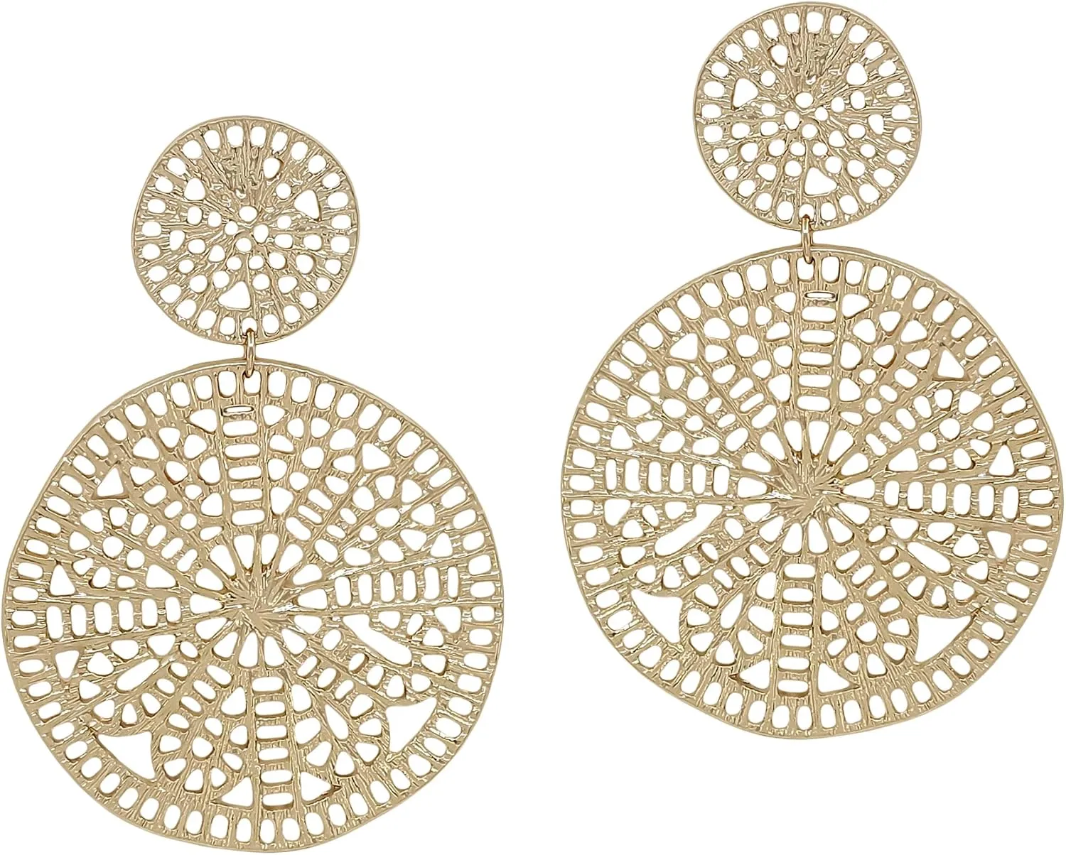 Filigree Geometric Gold Drop Earrings, Dangle, Gift for Her