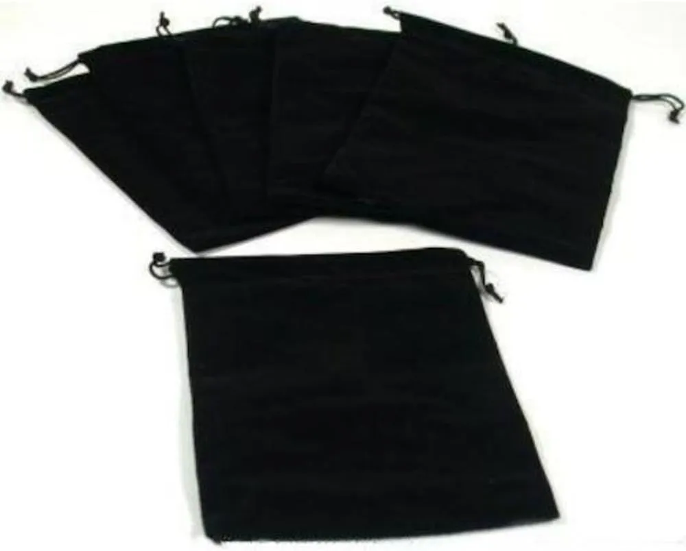 FindingKing 6 Pouches Black Velvet Drawstring Jewelry Bags 5"