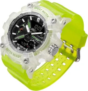 findtime Unique Watches for Men, Military Tactical Men's Wrist Watches Transparent Designer Digital Work Sport Cool Relojes para Hombres Waterproof Fluorescent Green