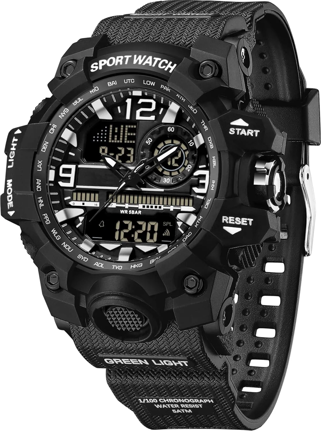 findtime Women's Sport Watch Digital Waterproof Watches Military Watches Analog Outdoor Wrist Watch LED Luminous Alarm Stopwatch Dual Time Wristwatch