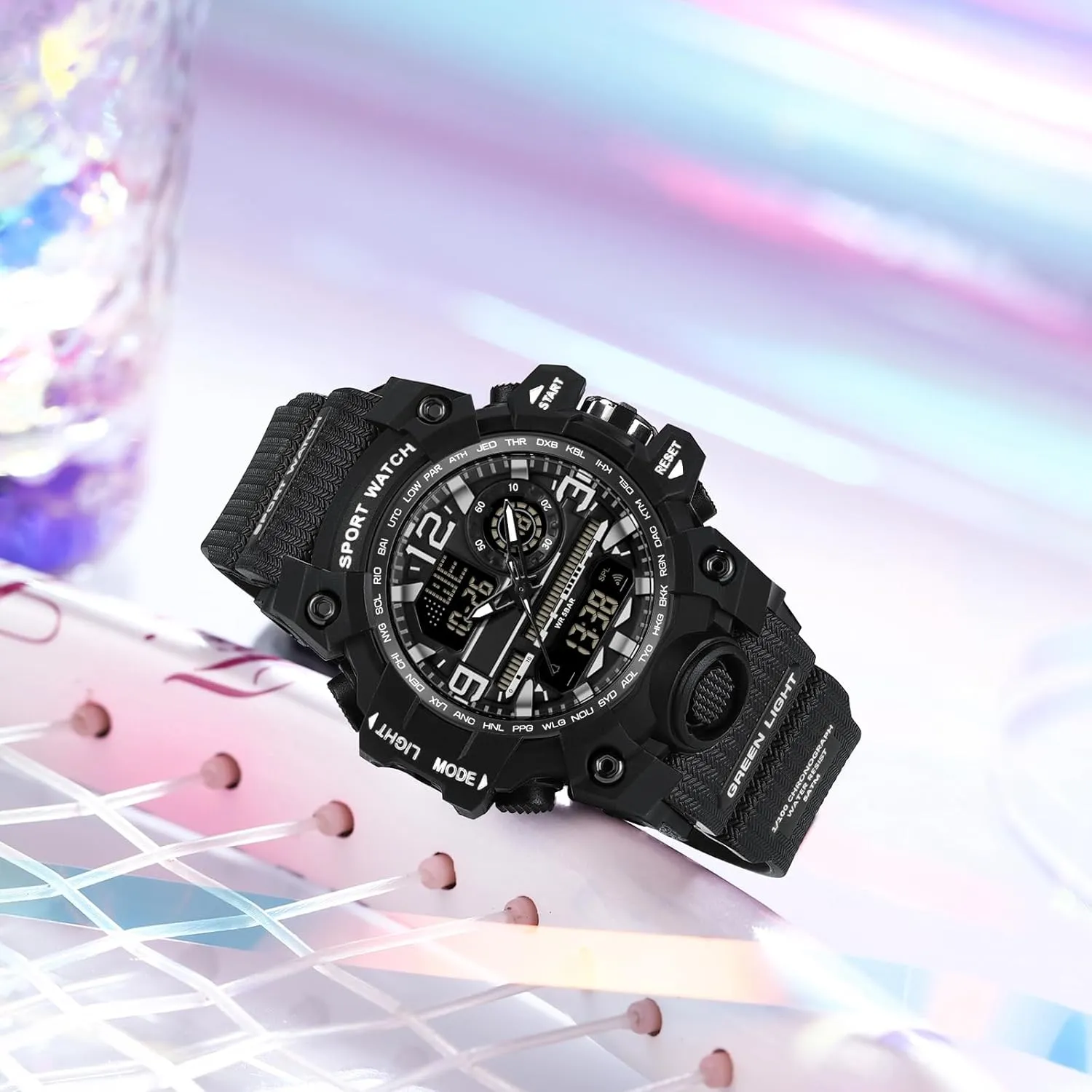 findtime Women's Sport Watch Digital Waterproof Watches Military Watches Analog Outdoor Wrist Watch LED Luminous Alarm Stopwatch Dual Time Wristwatch