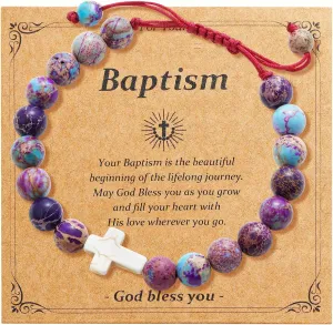 First Communion Gifts for Girls, Dainty Adjustable Cross Bracelet Handmade Jewelry Confirmation Bracelets
