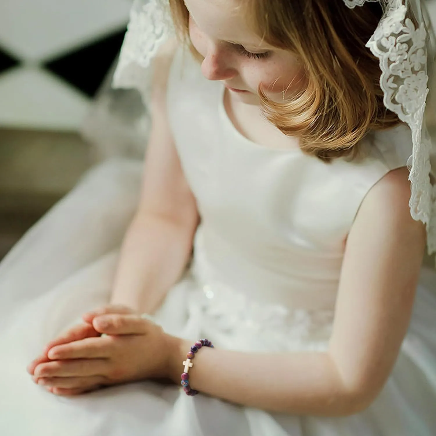 First Communion Gifts for Girls, Dainty Adjustable Cross Bracelet Handmade Jewelry Confirmation Bracelets