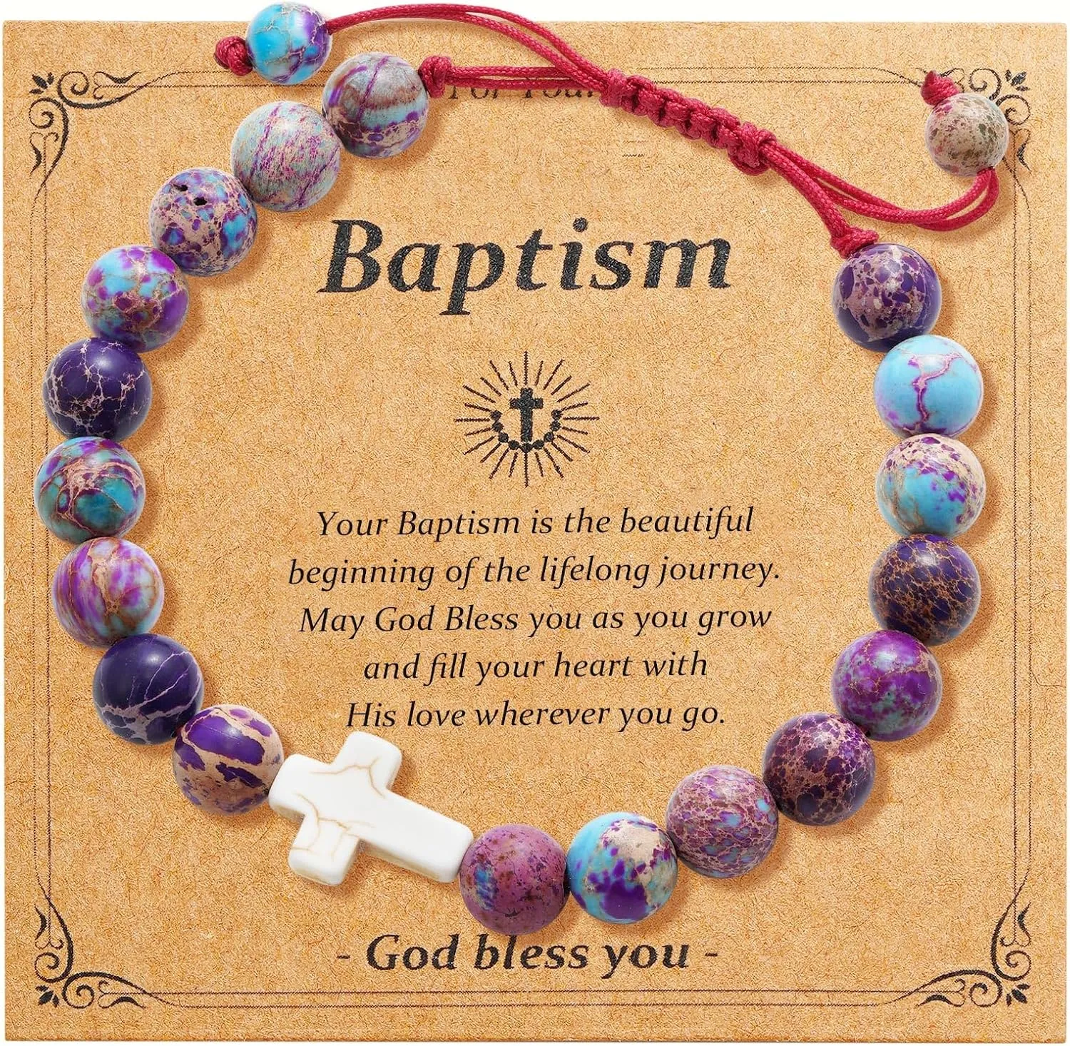 First Communion Gifts for Girls, Dainty Adjustable Cross Bracelet Handmade Jewelry Confirmation Bracelets