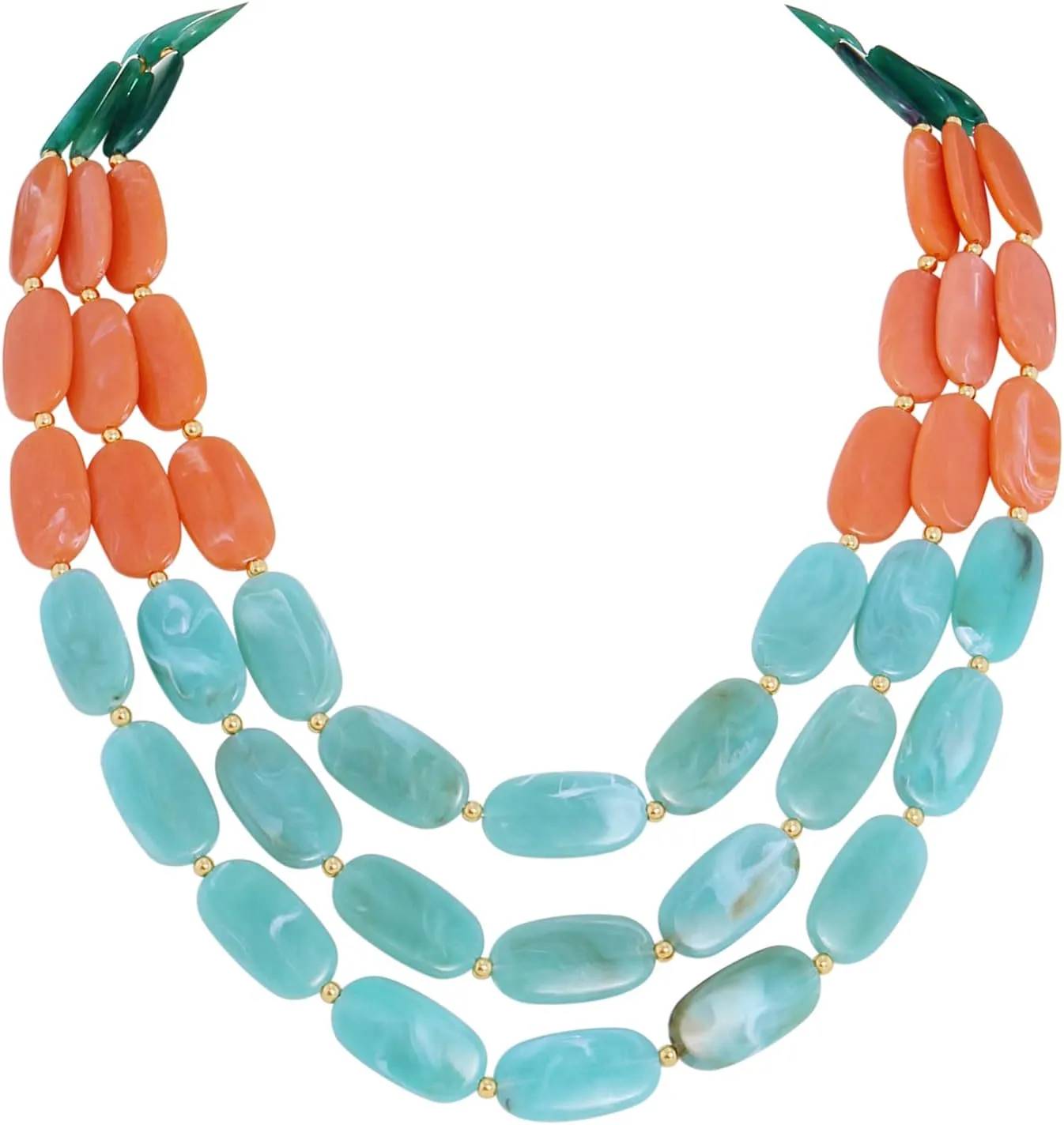 Firstmeet Layered Beaded Statement Necklaces for Women Acrylic Beads Jewelry