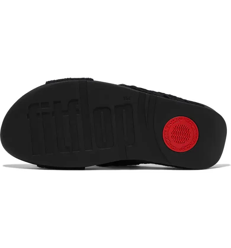 FitFlop Womens Lulu Geo Webbing Cross Slides Black Mix