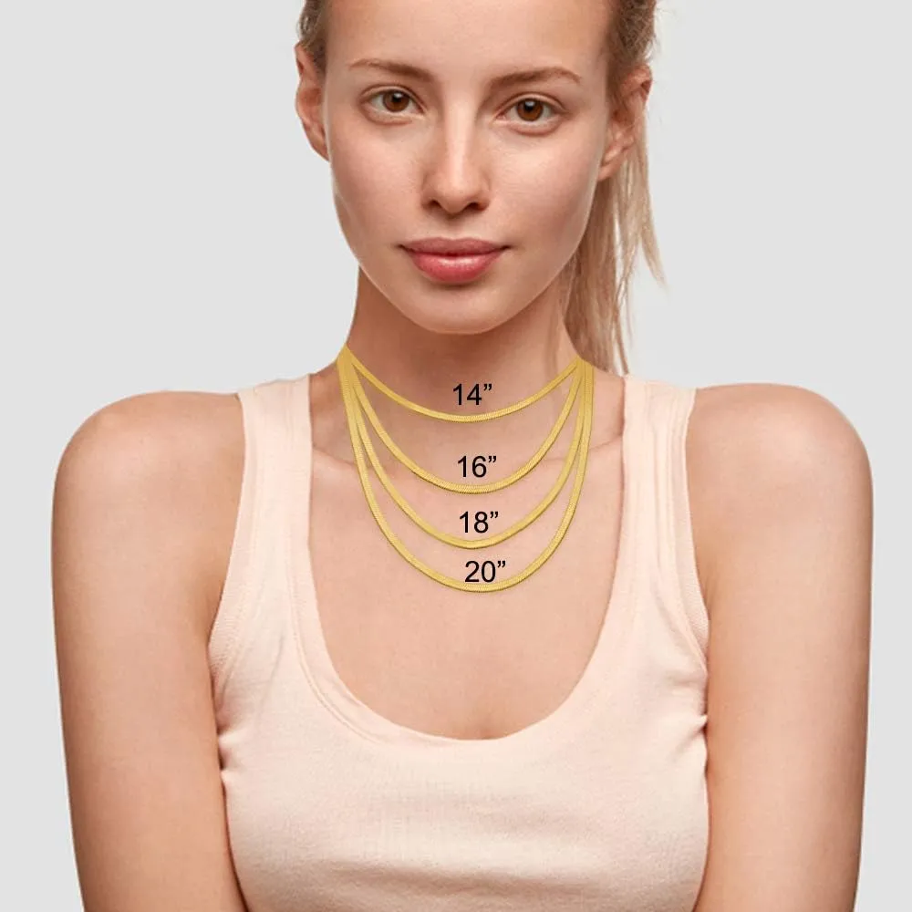 Fiusem Gold Plated Necklace for Women, 14K Gold Plated Herringbone Chain Necklaces, Snake Choker Chain for Women