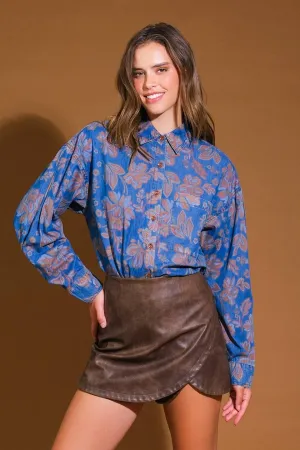 Floral Lightweight Denim Blouse