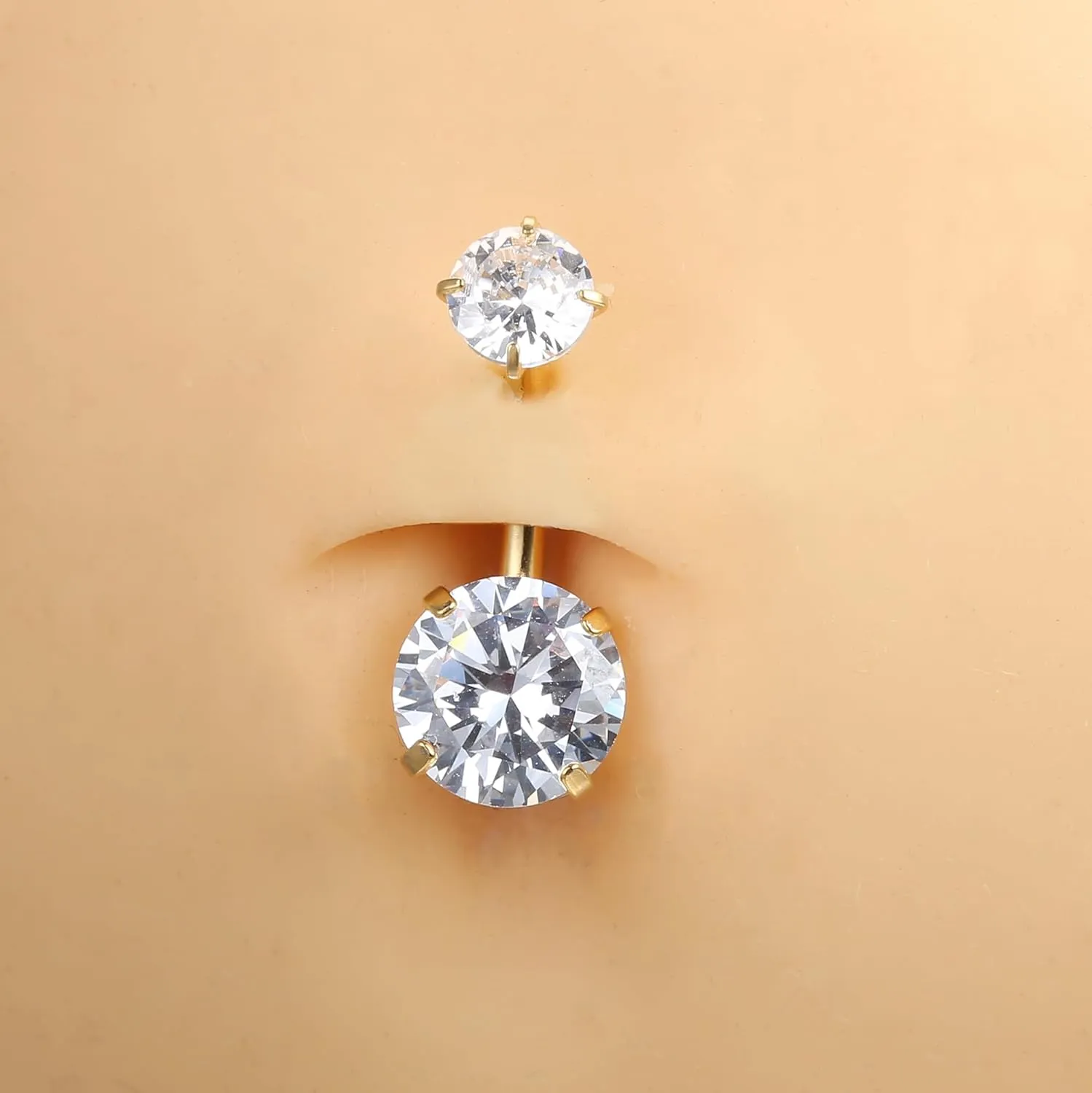 Florideco 6pcs 14G Belly Button Rings For Women Surgical Steel Belly Rings Clicker CZ Navel Rings Simple Small Belly Ring Body Jewelry 10mm 12mm Curved Barbell