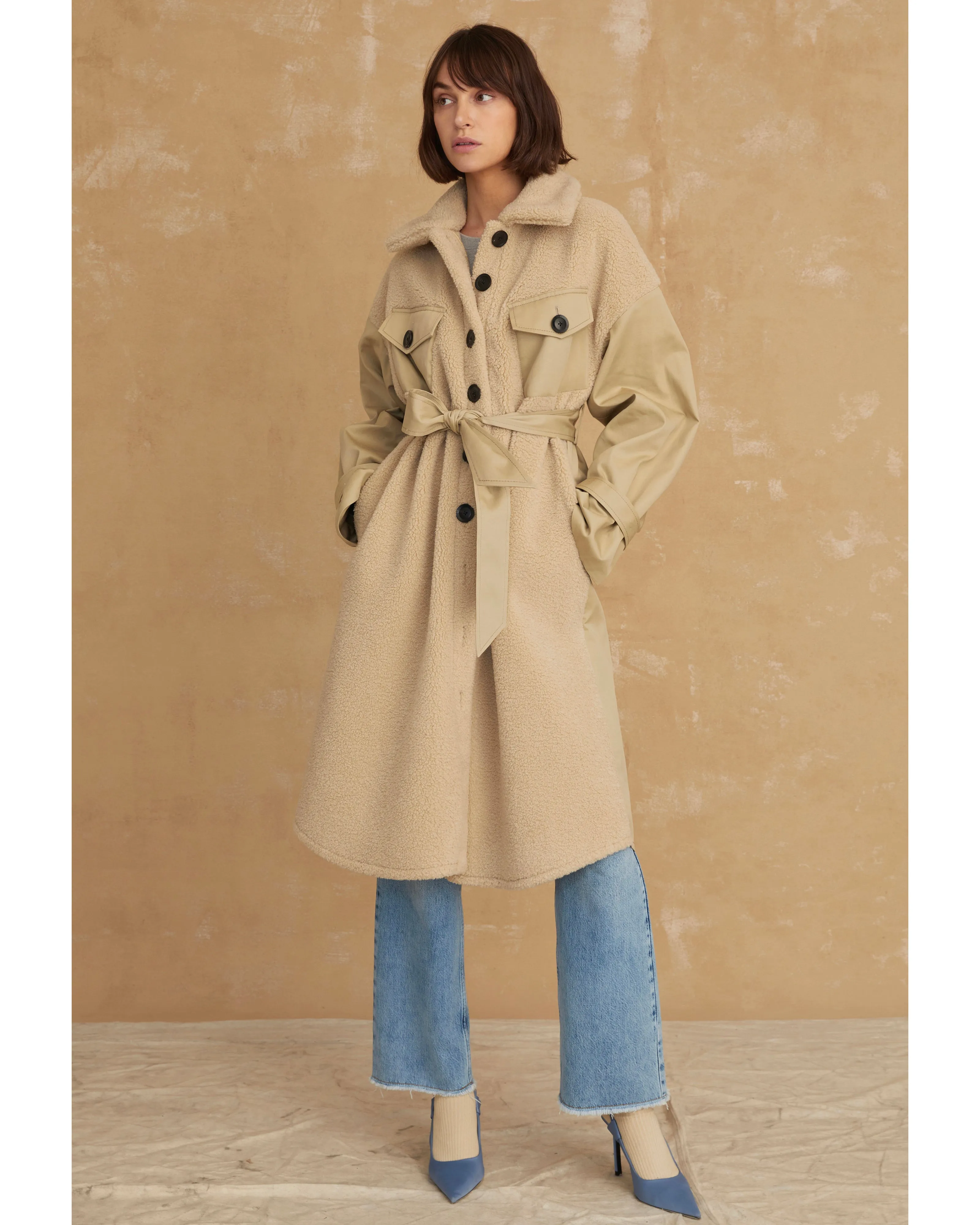 Frankie Sherpa Coated Canvas Trench
