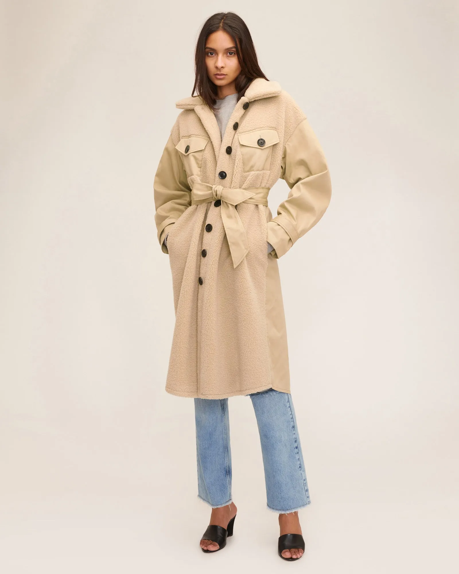 Frankie Sherpa Coated Canvas Trench