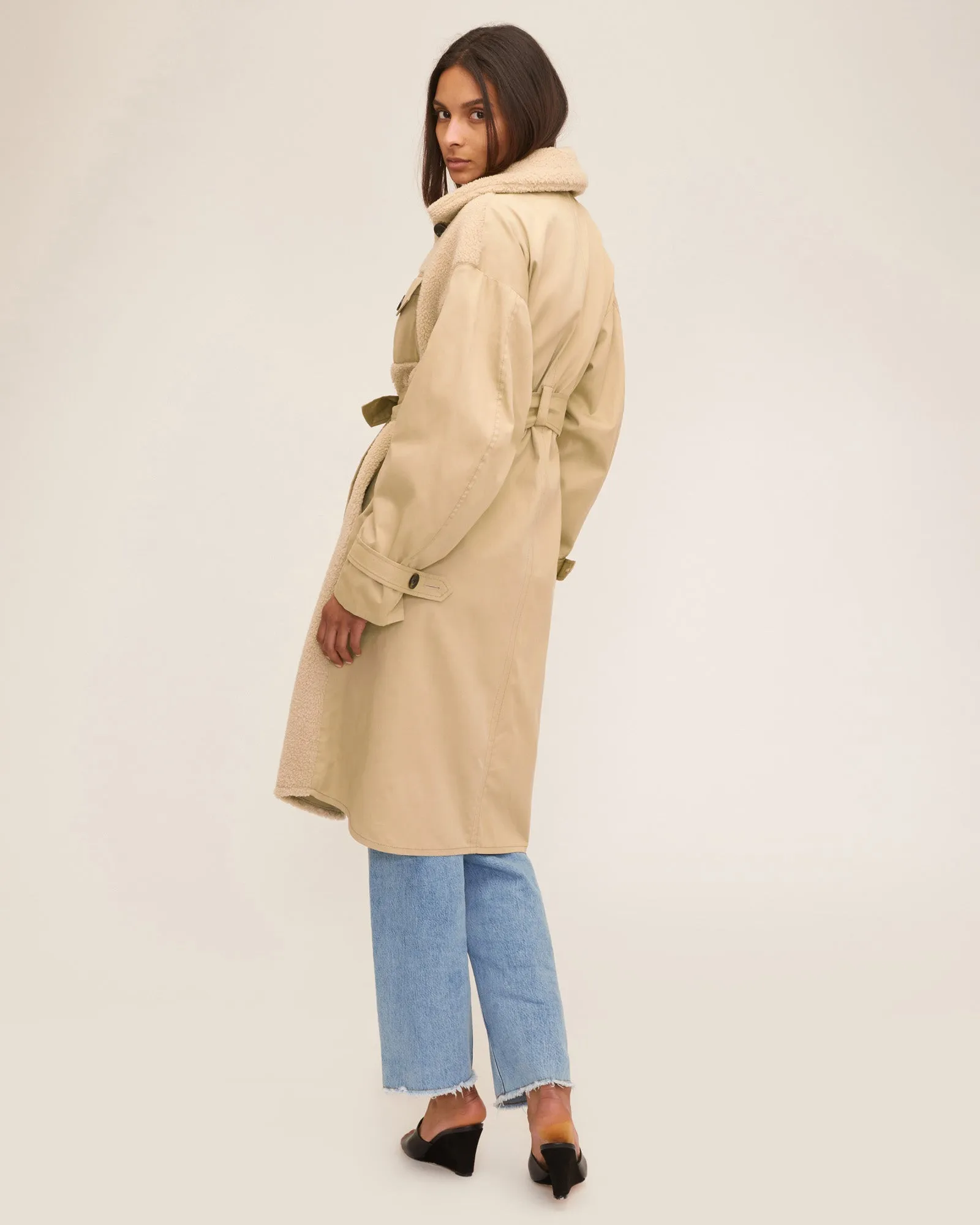 Frankie Sherpa Coated Canvas Trench