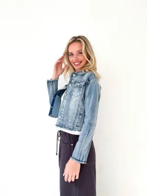 FRAYED HEM DENIM JACKET