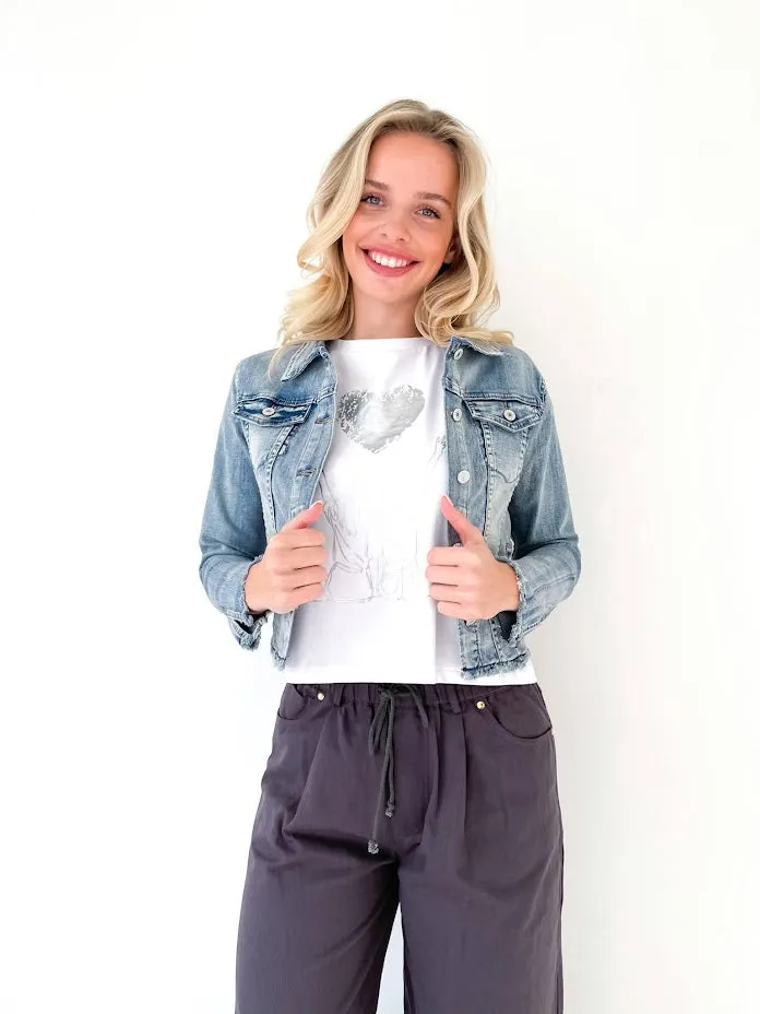 FRAYED HEM DENIM JACKET
