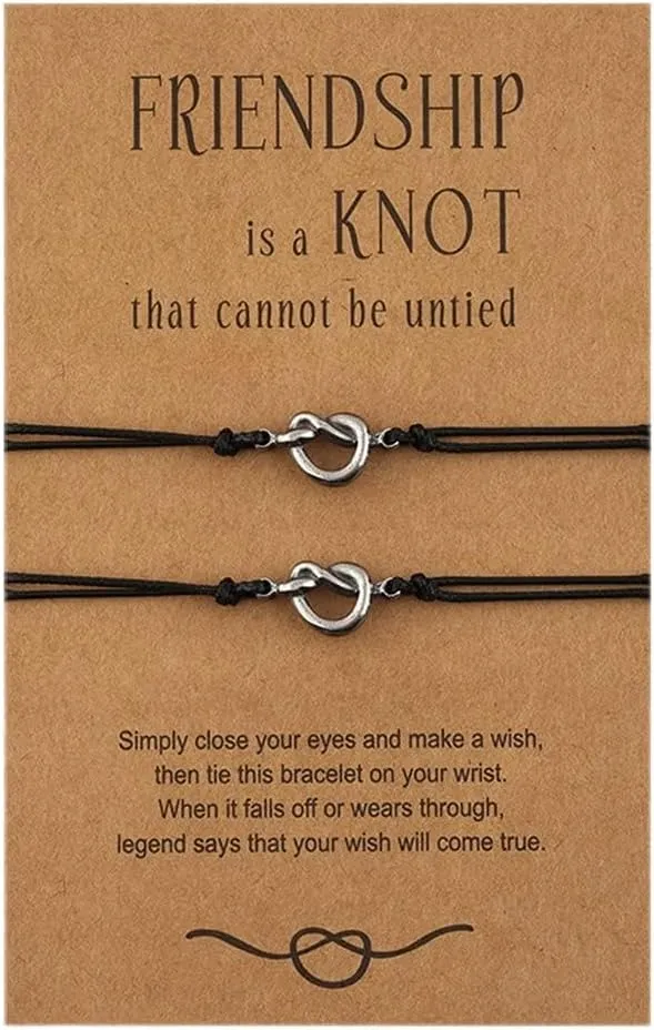 Friendship Bracelets Gifts for Women Best Friend Love Knot Bracelets for 2 Ladies Soul Sister Gifts Bracelets Make a Wish Bracelet Gifts for Christmas Birthday