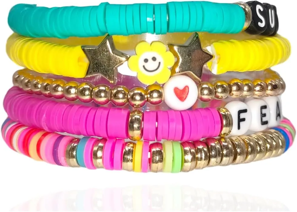 Friendship Bracelets Set Album Inspired Stacked preppy Bracelet for Fans Tour Music Concert Merch for Women Teen Jewelry Smile
