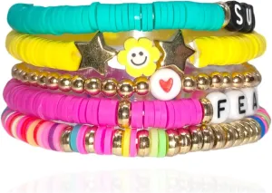 Friendship Bracelets Set Album Inspired Stacked preppy Bracelet for Fans Tour Music Concert Merch for Women Teen Jewelry Smile