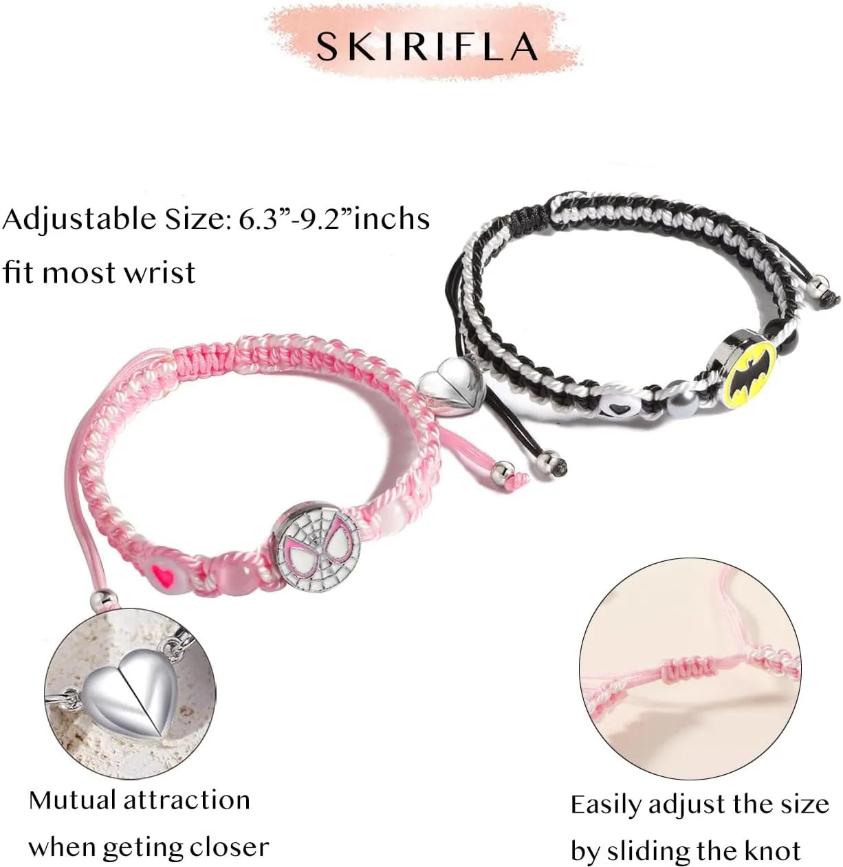 Friendship/Couples Bracelets Set, Valentines Day Birthday Jewelry Gifts for Bf and Gf Soulmate, Matching Spider Bracelet for Best Friend Bestie Daughter Son Grandson